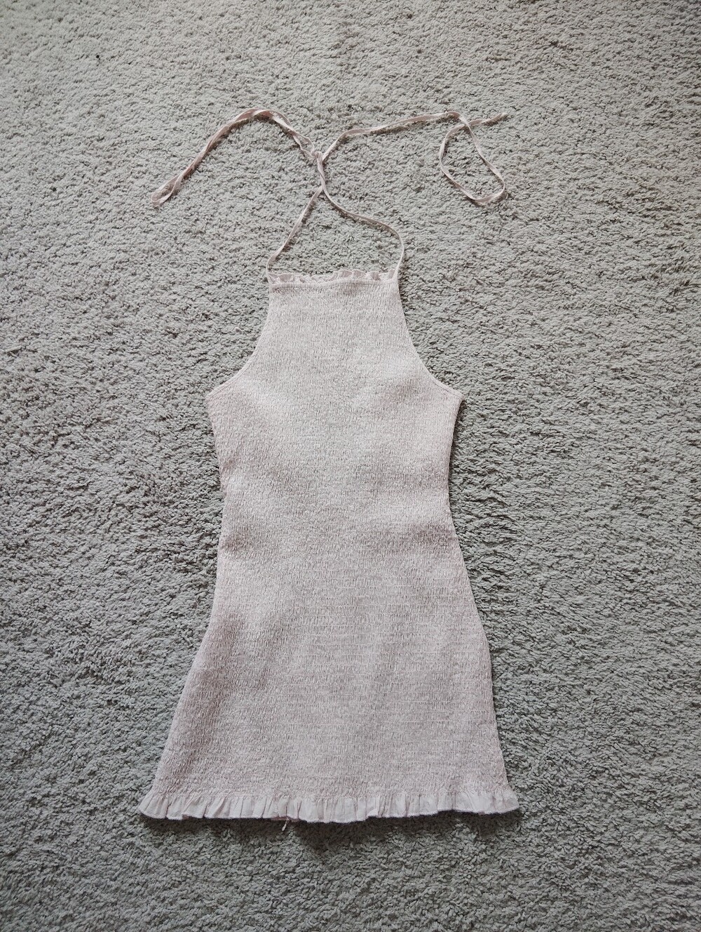 Free People Light Pink Rib Halter Mini Dress - Picture 2 of 8